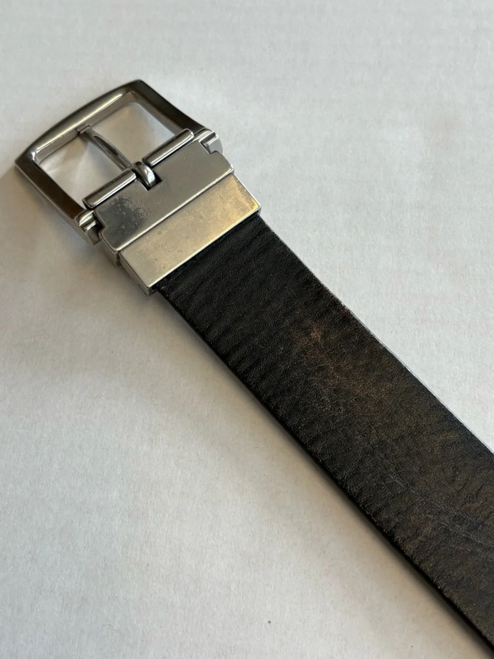 Eddie Bauer Reversible Leather Belt Brown Black Silver Buckle